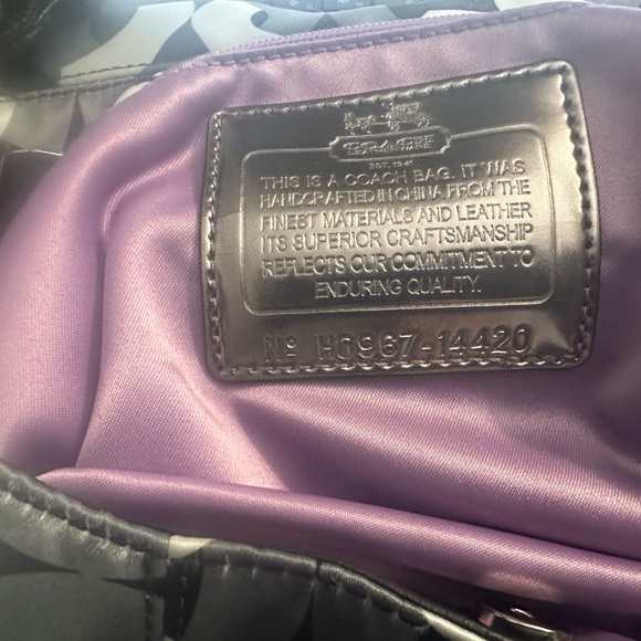 Coach Madison Op Art Sateen Maggie Shoulder Bag - Black/Gray/White - Picture 3 of 6